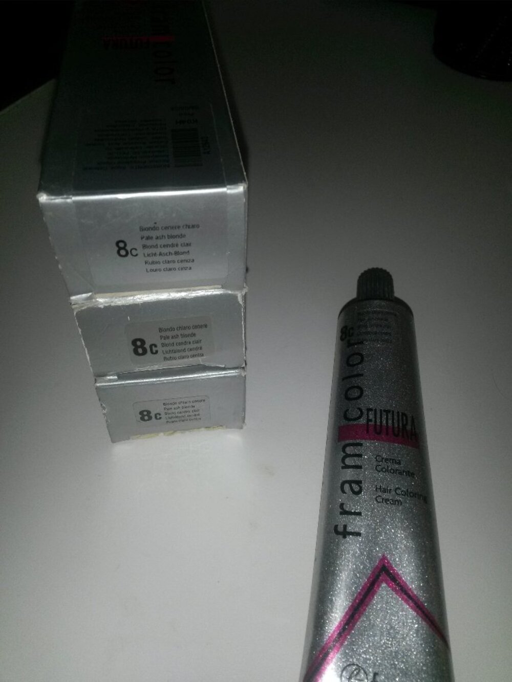 3 tubes of Framcolor 8C Light Ash Blond New unopened